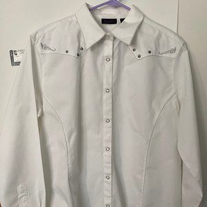 Women's Wrangler 100% Cotton White Western Shirt Sz. XL